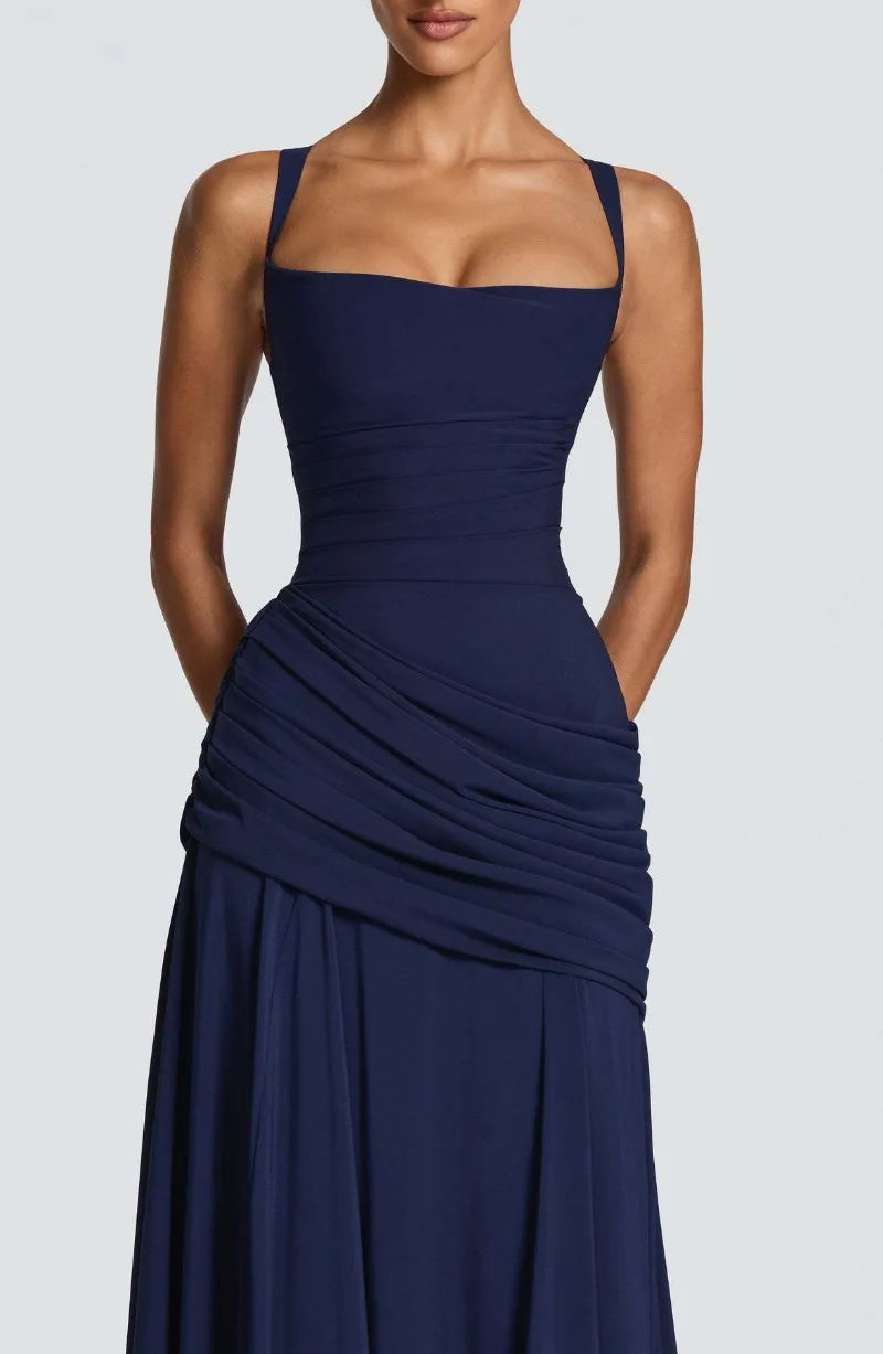 Women Yellow Low Cut Backless High Waisted Dress Cincher Spaghetti Strap Vestidos Party Club Women Robe Elegant Evening Dress