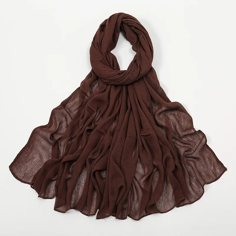 New Crinkle Rayon Hijab Muslim Scarf Women Solid Shawl Big Size Headscarf Islamic Turban Plain Foulard Headband Wrap