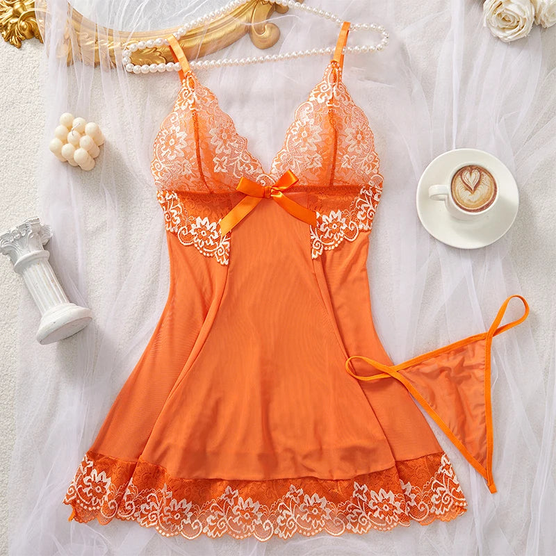Women Sleepwear Sling Transparent Underwear Nightgown Pajamas Lace Nightdress