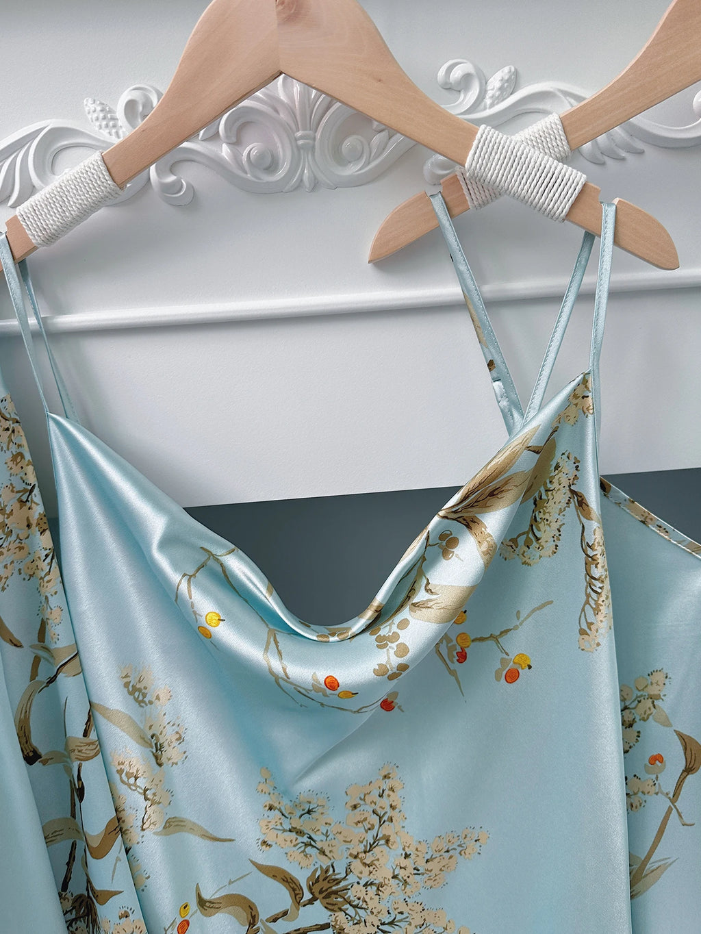 5pcs Floral Print Long Sleeve Robe Cami Dress Cami Top Ruffle Hem Shorts Simple Pajamas Sets for Women