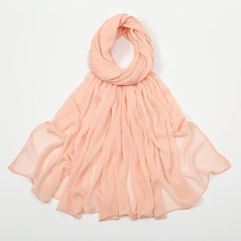 New Crinkle Rayon Hijab Muslim Scarf Women Solid Shawl Big Size Headscarf Islamic Turban Plain Foulard Headband Wrap