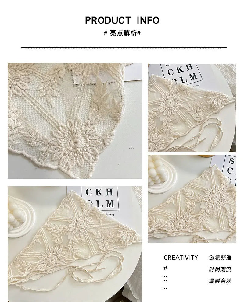 Trendy French Korean Ins Style Lace Triangular Headscarf Bandana, Boho Chic Hair Scarf for Women, Retro Head Wrap Hair Accessory