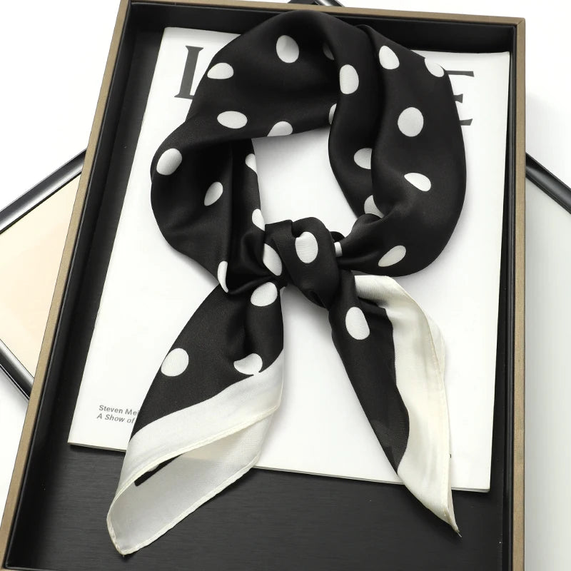 Luxury Women Silk Square Scarf Shawl Fashion Xiaoxiangfeng Print Design Satin Hijab Wraps Neckerchief Female Hair Bands 70*70CM