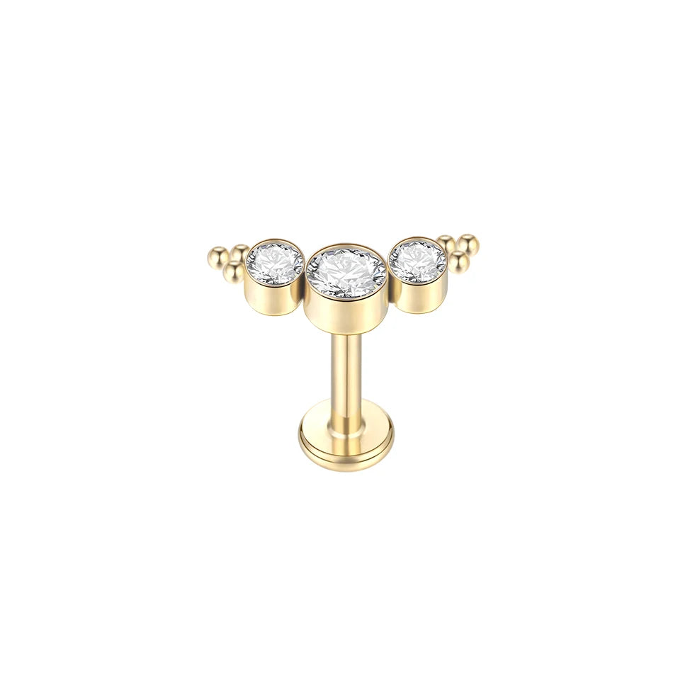 1Pc Titanium Ear Cartilage Stud Earrings for Women Internal Thread Zircon Flower Ear Lobe Tragus Helix Lip Rings Jewelry 16G