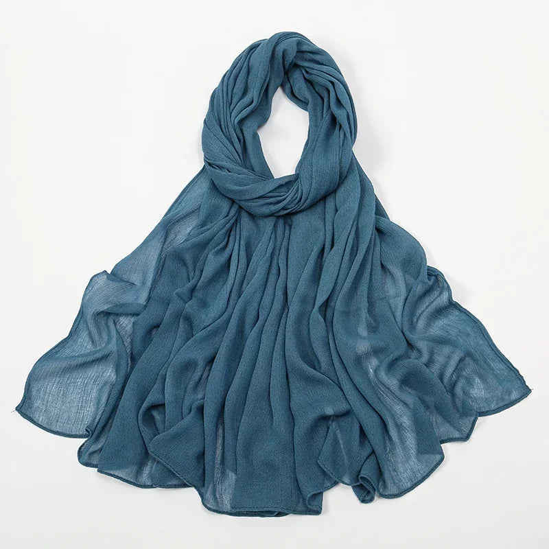 New Crinkle Rayon Hijab Muslim Scarf Women Solid Shawl Big Size Headscarf Islamic Turban Plain Foulard Headband Wrap