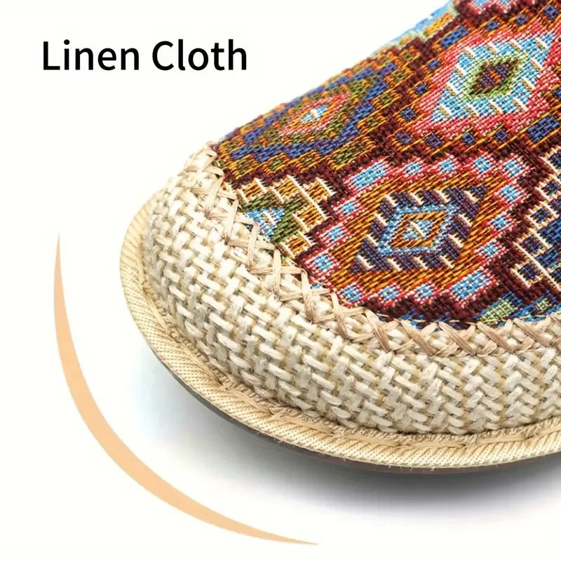 Lady Bohemian style open-toe Mule shoes, round-toe non-slip casual slippers