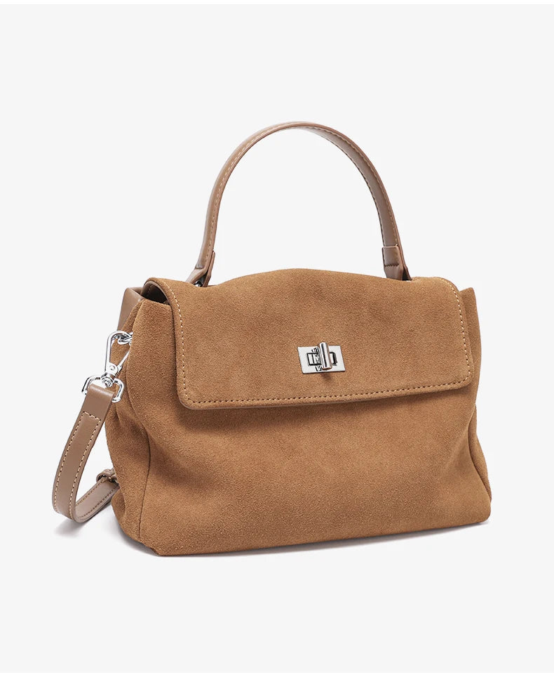 2026 NEW Autumn winter women's Natural Suede leather Crossbody Bag luxury designer Genuine Leather commuting messenger bag