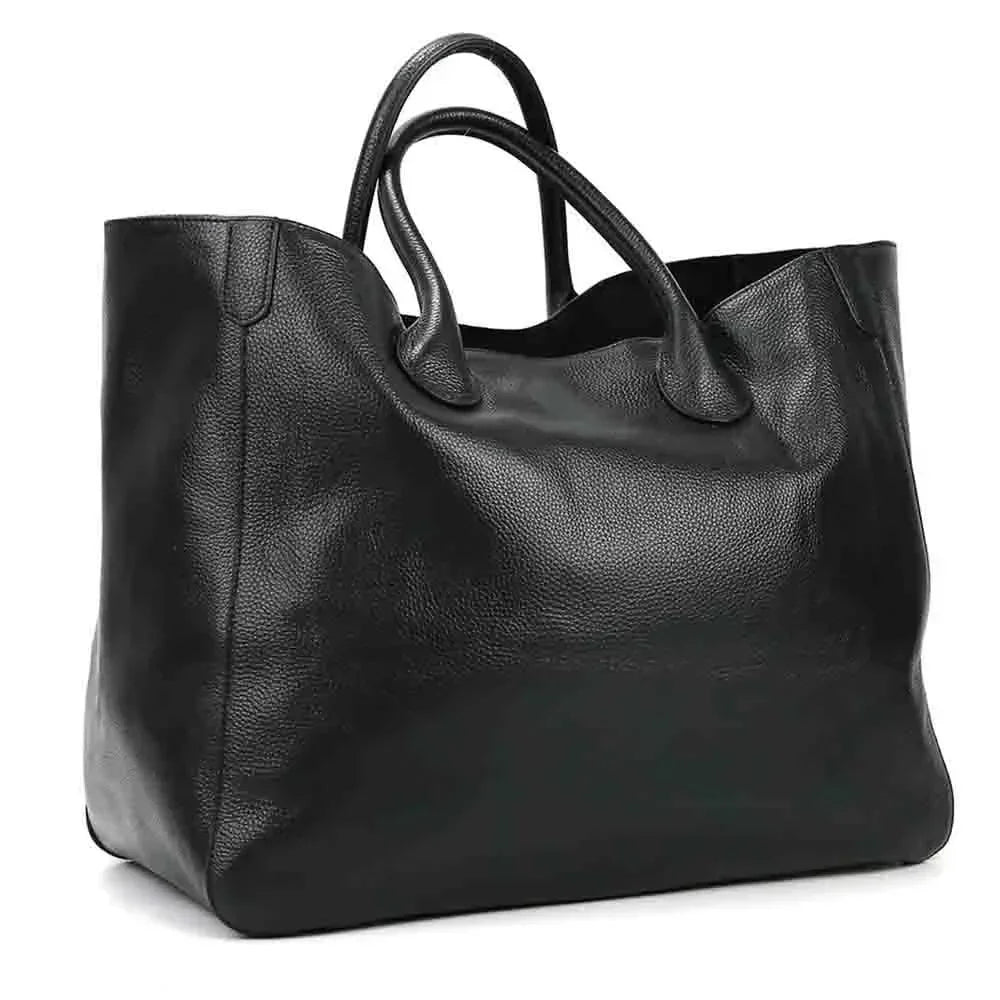 Roomy Women Bag Genuine Leather Handbag Luxury Cowhide Casual Tote Thick Real Natural Leather Bucket Shopper Daily Bag Big Purse