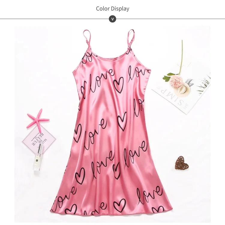 Summer Women Fashion Lace Sexy Sleeveless U-Neck Spaghetti Strap Lingerie Sain Sleepwear Comfortable Nightwear Home Clothes