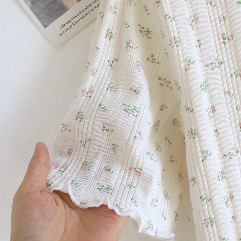 Summer Suit Short Sleeve Sleepwear Women's Cotton Floral Pyjamas Women Pajama Sets Two-Piece Nightwear Pijama Home Clothes