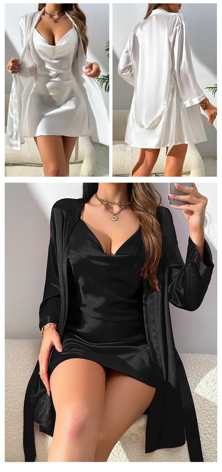 Female Nighty&Robe Set Four Seasons Homewear Butterfly Lace Nightgown Pajamas Dresses Wo Piece Set Thin Outerwear Loungewear