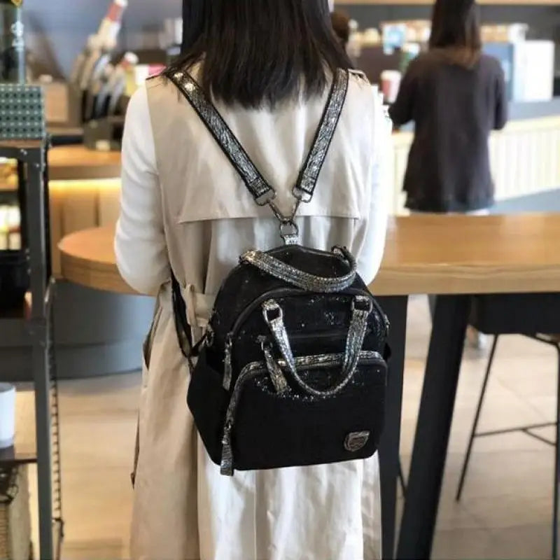 2025 Korean version new backpack women handbag sequin fashion travel backpack multifunctional large capacity dual-use bag trendy