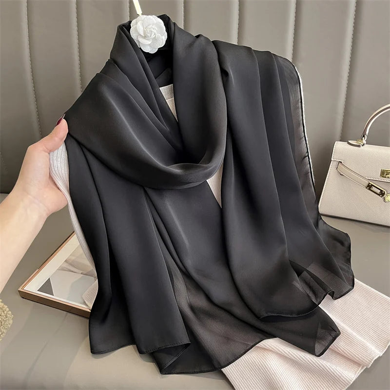 90*180cm Luxury Silk Scarf - Soft Smooth Women's Shawl, Hijab, Beach Wrap, Muffler
