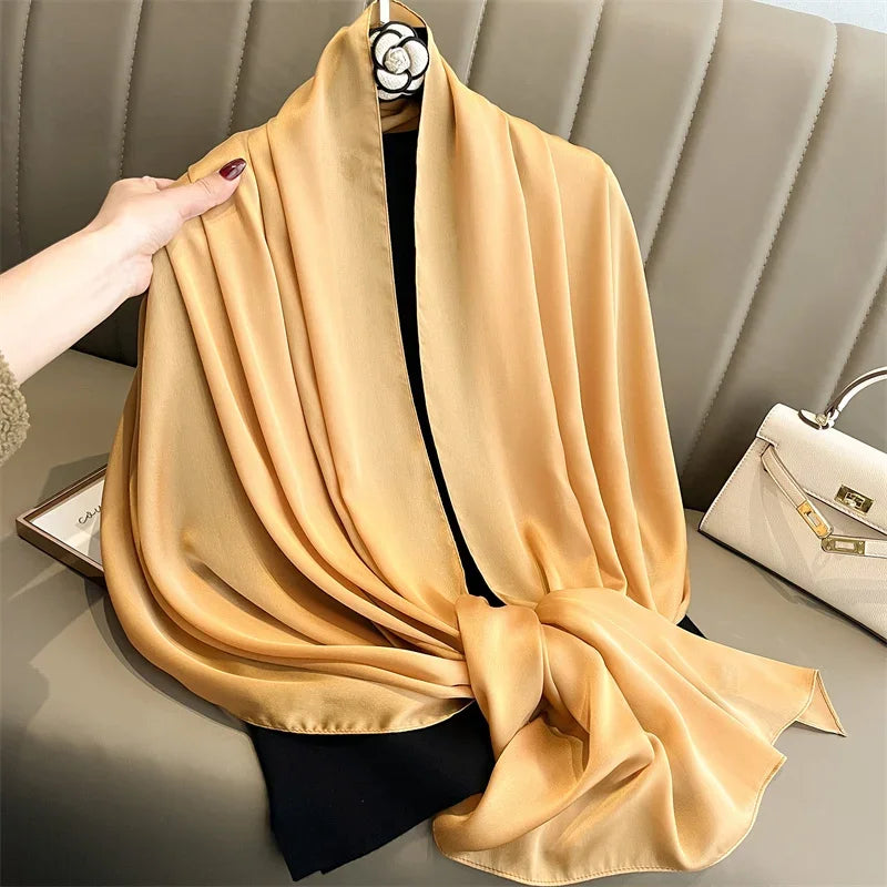 90*180cm Luxury Silk Scarf - Soft Smooth Women's Shawl, Hijab, Beach Wrap, Muffler