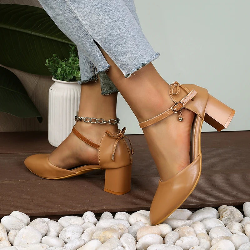 2025 Spring/Summer Hot Sale！Fairy Style Thin-Strap High Heels - Bowknot with Golden Buckle, Comfortable & Versatile