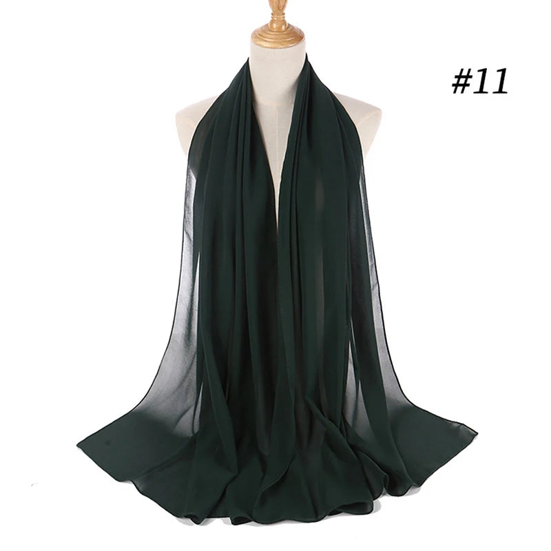 Muslim Chiffon Hijab Women Bubble Chiffon Scarf For Women Ladies Veil Muslim Islam Solid Color Malaysia Musulman Wrap Scarves