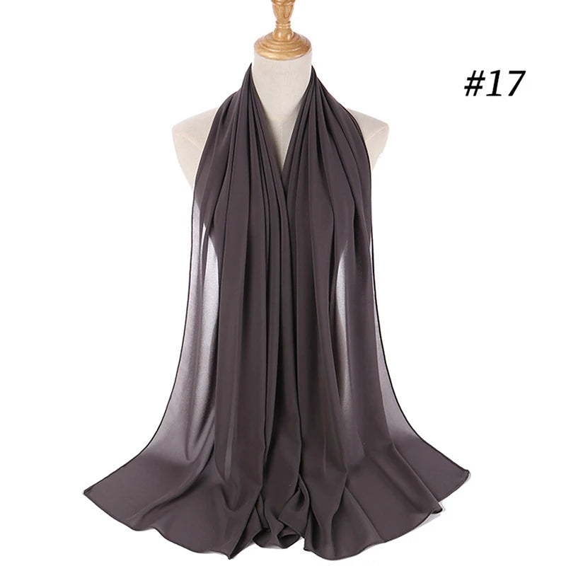 Muslim Chiffon Hijab Women Bubble Chiffon Scarf For Women Ladies Veil Muslim Islam Solid Color Malaysia Musulman Wrap Scarves