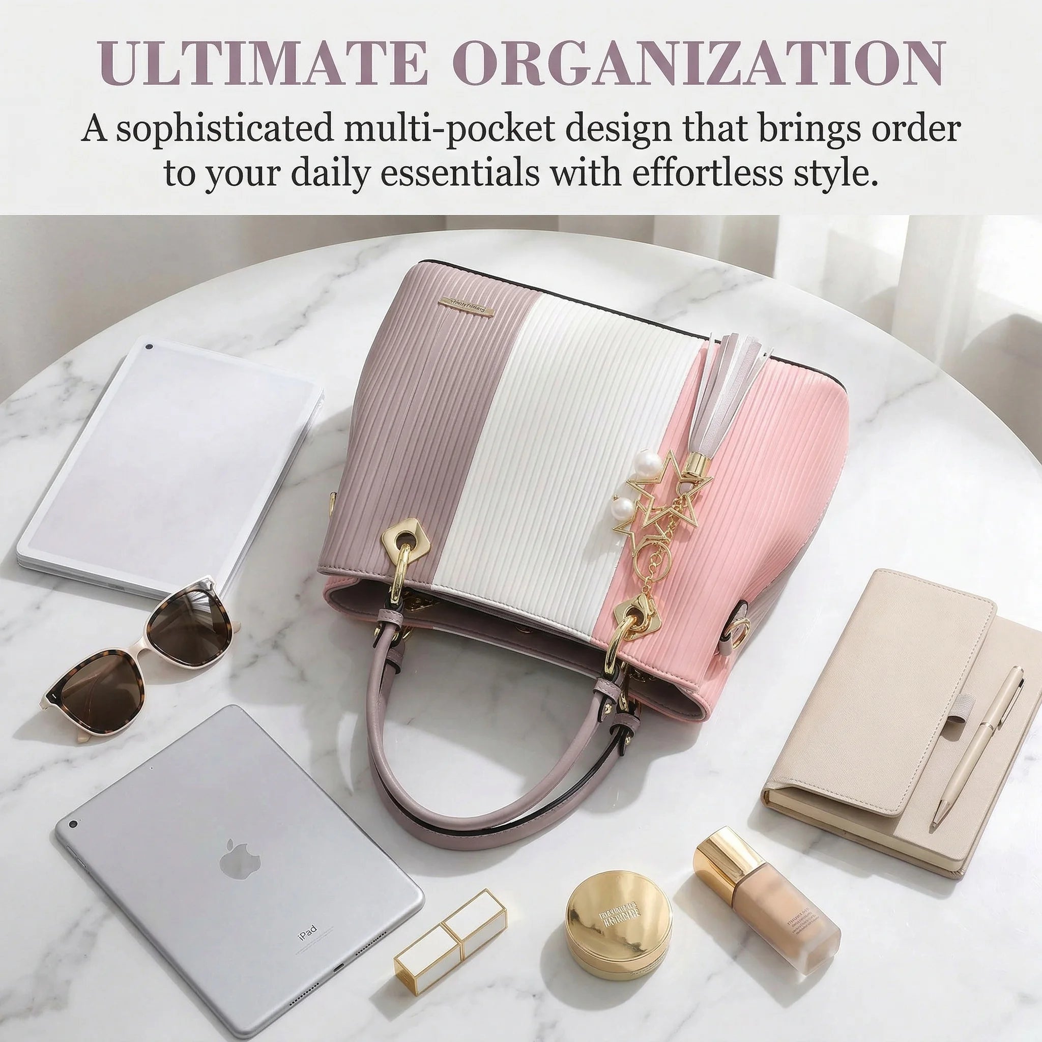 Ladies Large Tote Handle Bag Women PU Leather Tote Handbags with Multiple Pockets Waterproof Female Tote Shoulder Bags
