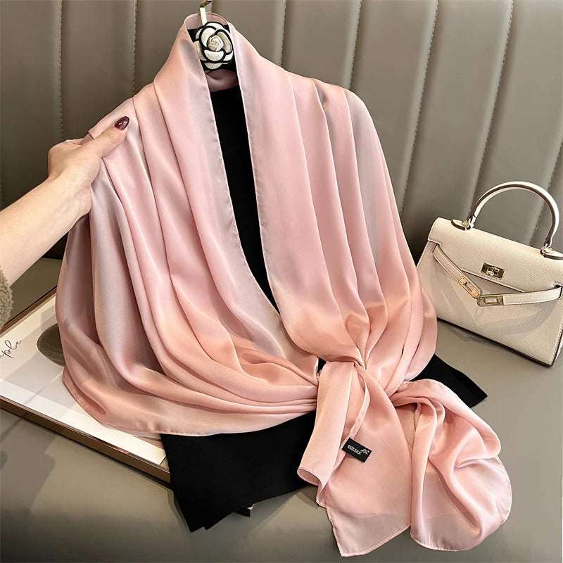 90*180cm Luxury Silk Scarf - Soft Smooth Women's Shawl, Hijab, Beach Wrap, Muffler
