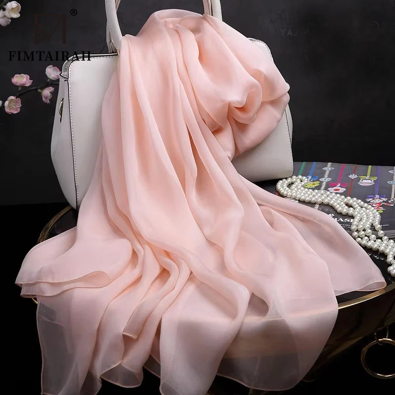 Nude pink silk scarf fashion women Neck female soft elegant  solid color  Hangzhou 100%  silk scarf shawl long  spring autumn