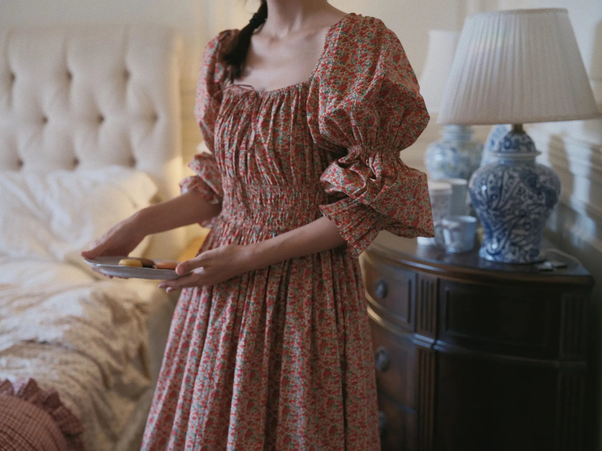 100% Pure Cotton Nightgown Women 2026 New Arrival Spring Summer Vintage Retro Floral Printing Lengthened Nightdress Loungewear