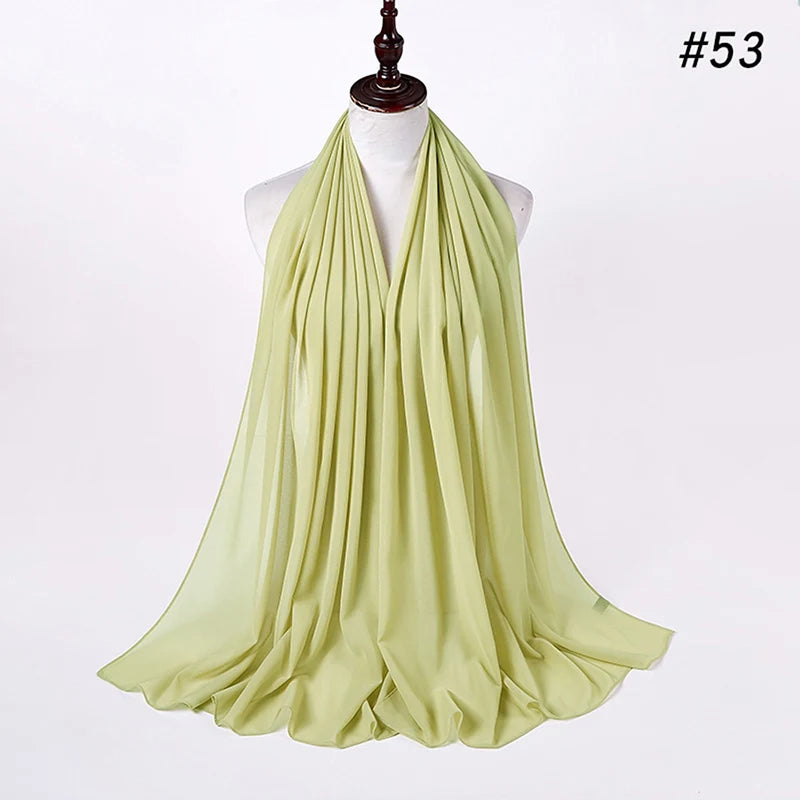 Muslim Chiffon Hijab Women Bubble Chiffon Scarf For Women Ladies Veil Muslim Islam Solid Color Malaysia Musulman Wrap Scarves