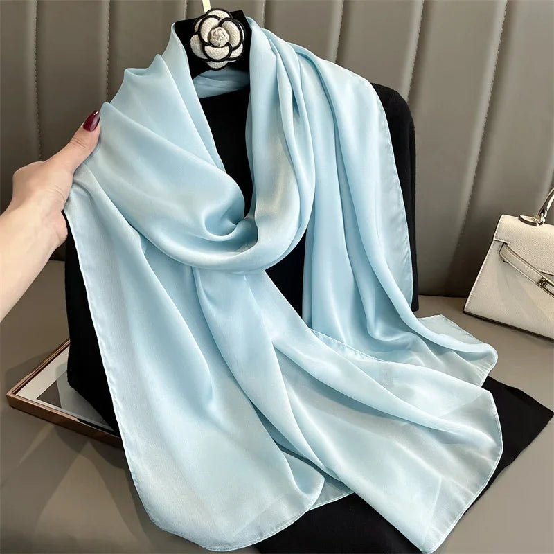 90*180cm Luxury Silk Scarf - Soft Smooth Women's Shawl, Hijab, Beach Wrap, Muffler