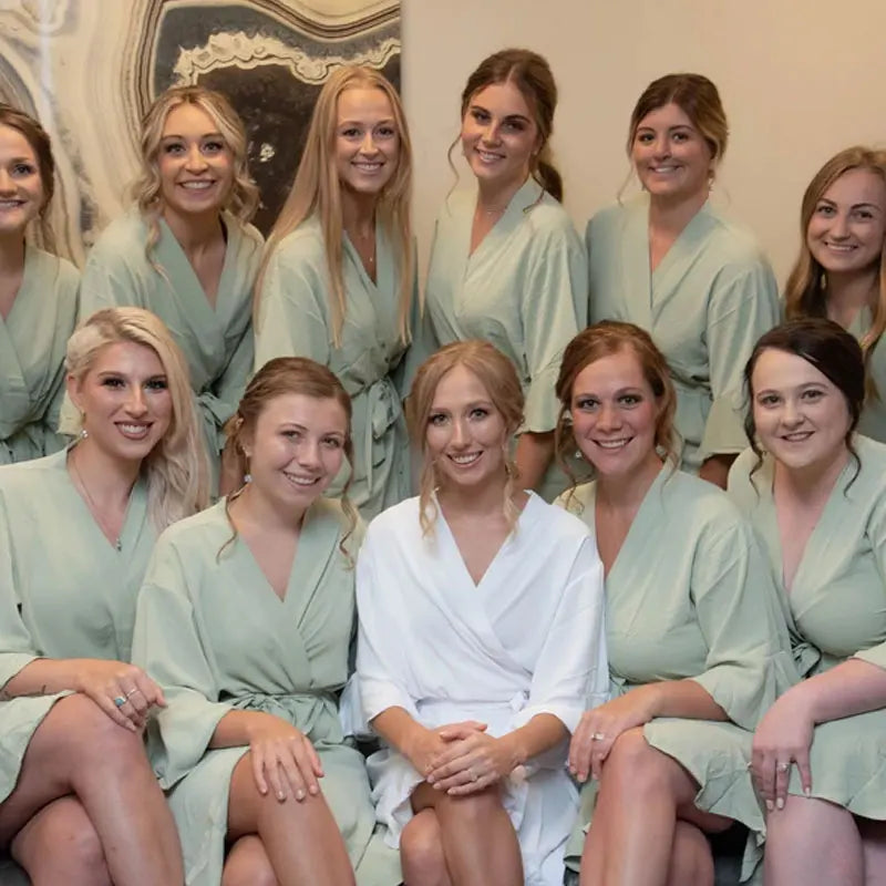 Personalized Bride Bridesmaid Robes Chiffon Ruffle Trim Kimono Birth Flower Ruffle Robe Set Bridal Shower Proposal Dressing Gown