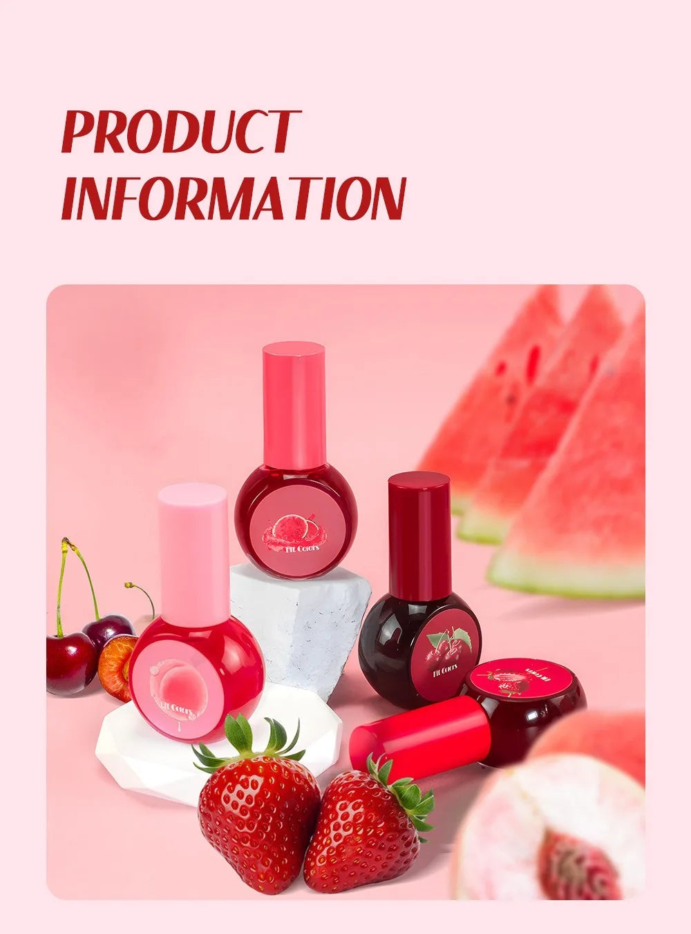 Fruit Juice Water Lip Gloss Liquid Long Lasting Blush Tint Makeup for Cheek Blusher Eyeshadow Matte Rouge 3-in-1 Dyed Cosmetics