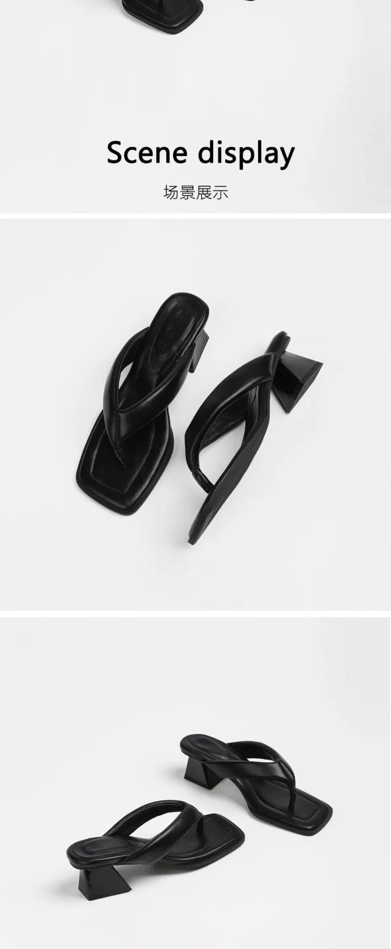 Designer Womens Flip Flops New Fashion Square Head High Heeled Sandals for Woman Summer Comfort Outdoor Slippers Sandalias Mujer