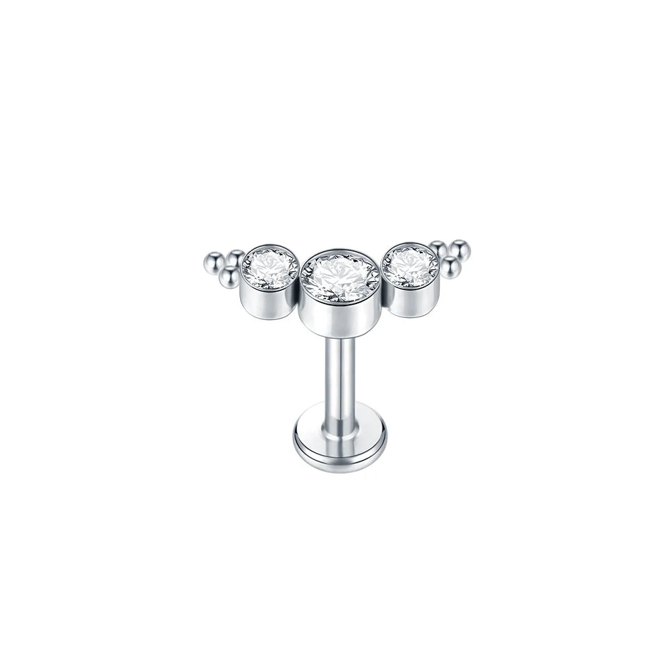 1Pc Titanium Ear Cartilage Stud Earrings for Women Internal Thread Zircon Flower Ear Lobe Tragus Helix Lip Rings Jewelry 16G