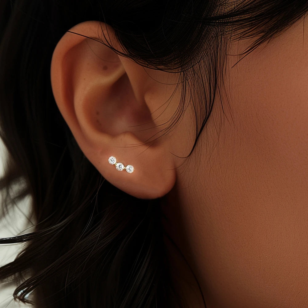 AIDE Heart Round Ball Flat Helix Piercing Earring 925 Sterling Silver Ear Studs Geometric Zircon Exquisite Trinket Studs Aretes