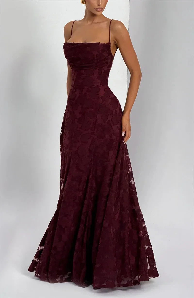 Spaghetti Strap Backless Sexy Maxi Dress Women Gown Fashion Off-shoulder Sleeveless Lace-up Evening Club Party Dress