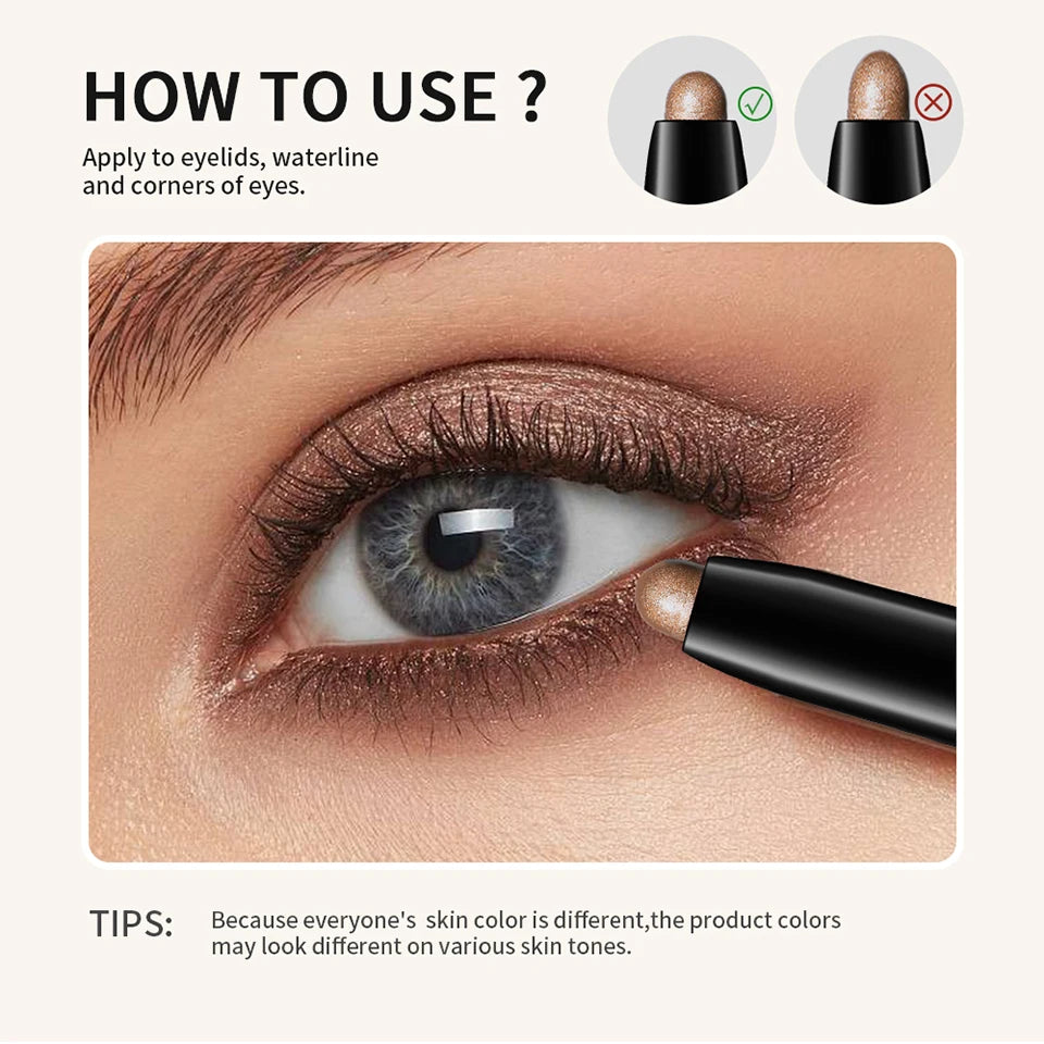 12 Colors Eyeshadow Pencil Stick Shimmer And Matte Waterproof Metallic Glitter Eye Shadow Highlighter Pencil Eyeshadow Cosmetics