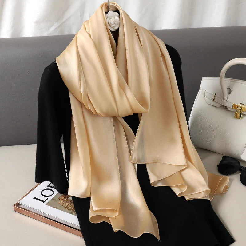 90*180cm Luxury Silk Scarf - Soft Smooth Women's Shawl, Hijab, Beach Wrap, Muffler