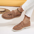 New Lefu Shoes Women's Soft Leather Retro Lazy Man Step on Thick Sole Flat Bottom Comfortable Single Shoe