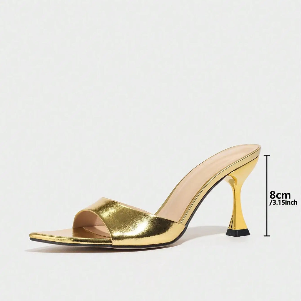 New Ladies Pointed Toe Mirror Surface Sandals High Heels Coffee Brown Strap Thin High Heel slippers Women 2026