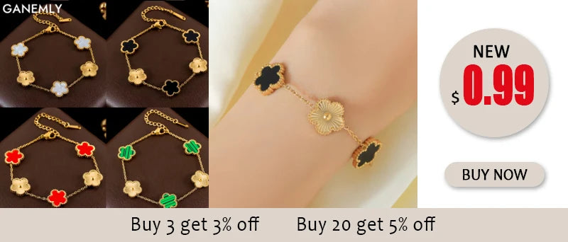 GANEMLY 316L Stainless Steel Round Sparkling Zirconia Bracelet For Women Fashion Fine Wrist Chain Waterproof Jewelry Lady Gift