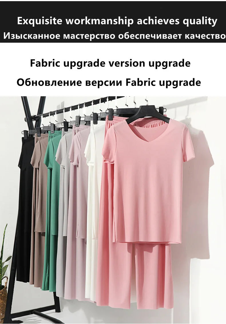Women's Home Clothes Suit Of Lady House Summer Living Room Wear Autumn Loose Homewear Pants Two Piece Set For Women Cute Pajamas