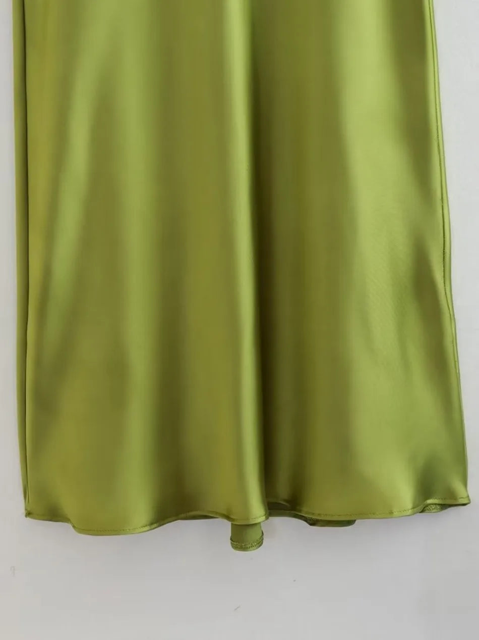 New Spring Summer Women's Maxi Dress Satin Feeling Sleeveless Dress European American Style Banquet Sexy Dress Evening Dresses