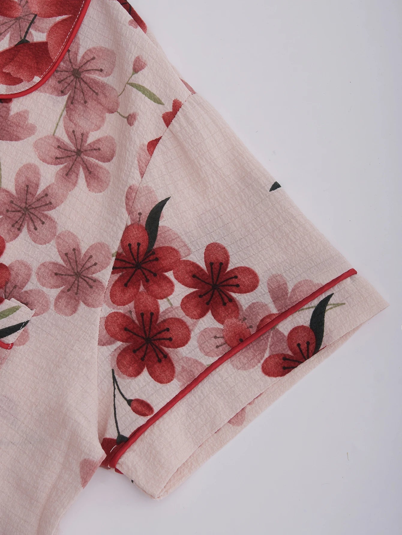 Womens Floral Printed Pajamas Set, Short Sleeve Button Down Sleep Shirts & Pants, Soft Breathable Loungewear