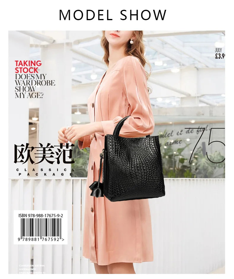 Luxury Top Layer Leather Handbags Minimalism Soft Calfskin Casual Tote Bag Fashion Women ladies handbag