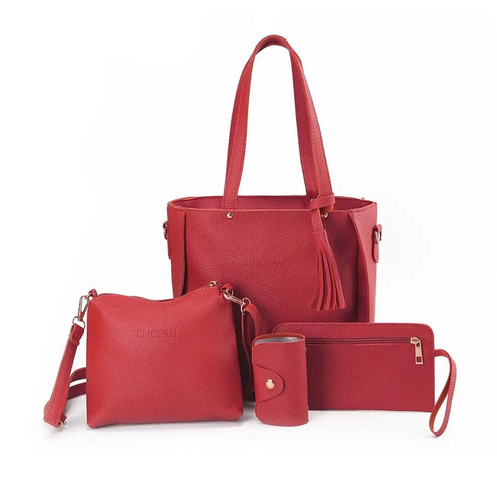 4Pcs/set Crossbody Bags Women Bag Set Pattern Leather Shoulder Bags Purse Ladies PU Crossbody Bag