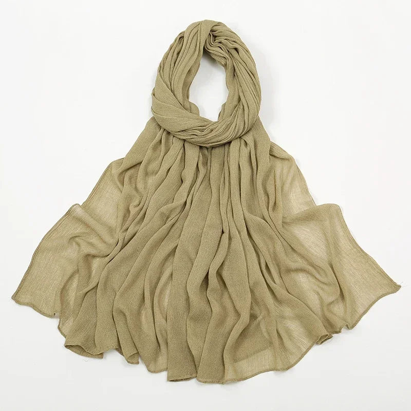 New Crinkle Rayon Hijab Muslim Scarf Women Solid Shawl Big Size Headscarf Islamic Turban Plain Foulard Headband Wrap