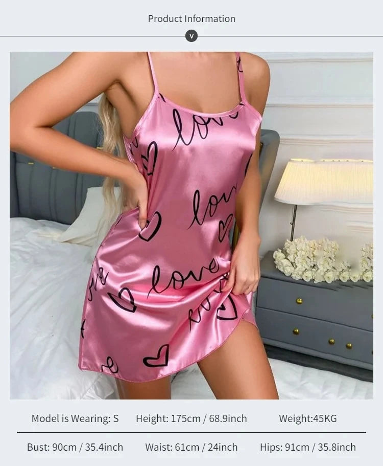 Summer Women Fashion Lace Sexy Sleeveless U-Neck Spaghetti Strap Lingerie Sain Sleepwear Comfortable Nightwear Home Clothes