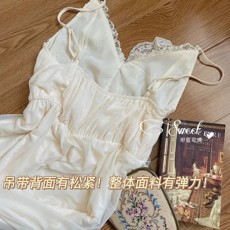 Vintage Female Court Style Thin Tulle Robe/Nightdress Ladies Princess Nightgowns Fairytale Pajamas Sleepwear Women's Clothing