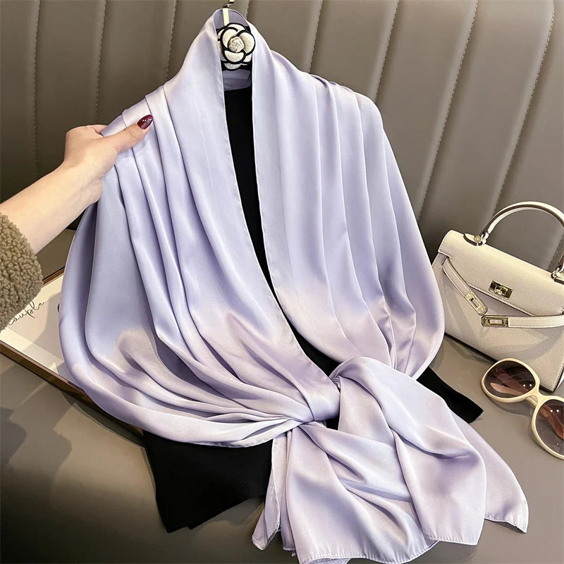 90*180cm Luxury Silk Scarf - Soft Smooth Women's Shawl, Hijab, Beach Wrap, Muffler