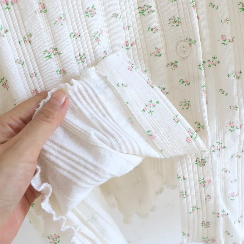 Summer Suit Short Sleeve Sleepwear Women's Cotton Floral Pyjamas Women Pajama Sets Two-Piece Nightwear Pijama Home Clothes