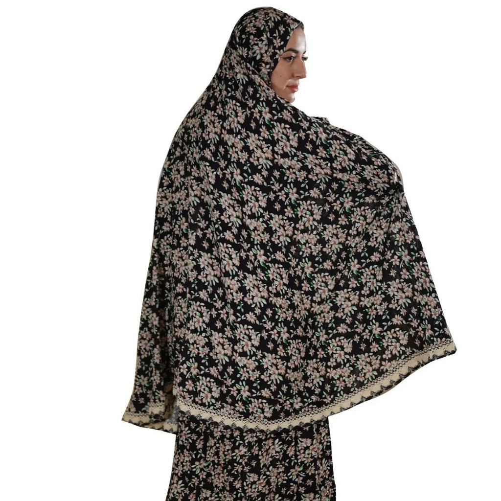 Muslim Outfits Two Pieces Prayer Flower Print Long Hooded Shirts Hijab Maxi Skirt Women Skirts Sets Ramadan Morocco musulman