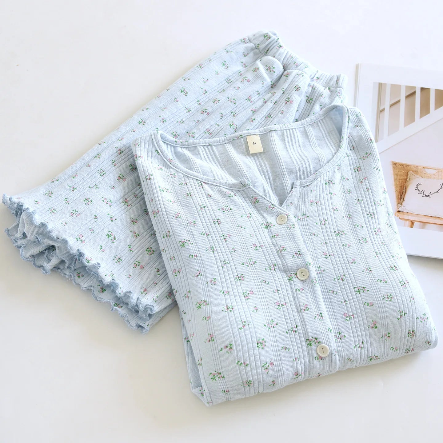 Summer Suit Short Sleeve Sleepwear Women's Cotton Floral Pyjamas Women Pajama Sets Two-Piece Nightwear Pijama Home Clothes
